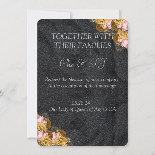 Zwart Minimalistische klassieke bruiloft Kaart (Voorkant)