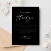 Zwart Minimalistische moderne kalligrafie bruiloft Bedankkaart