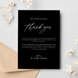 Zwart Minimalistische moderne kalligrafie bruiloft Bedankkaart