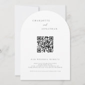 Zwart Minimalistische QR Code Moderne bruiloft Kaart (Achterkant)