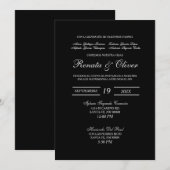 Zwart Minimalistische Spaanse bruiloft uitnodiging (Voorkant / Achterkant)
