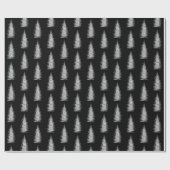  zwart minimalistische sparren vrolijk kerstfeest cadeaupapier (Vlak)