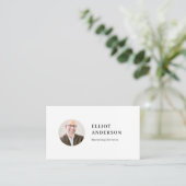 Zwart Minimalistische Typografie Cirkel Foto Visitekaartje (Staand voorkant)