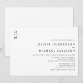 Zwart Minimalistische Typografie Monogram Bruiloft Kaart (Voorkant / Achterkant)