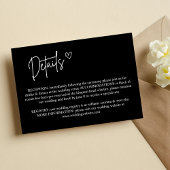 Zwart Minimalistische Wedding Details Enclosure Ka Kaart