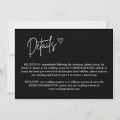 Zwart Minimalistische Wedding Details Enclosure Ka Kaart (Voorkant)