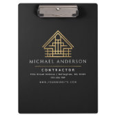 Zwart minimalistische woningbouwaannemer klembord (Voorkant)