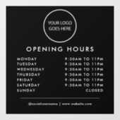 Zwart Minimalistische Zakelijke Logo Openingsuren Raamsticker (Vel)