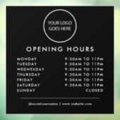 Zwart Minimalistische Zakelijke Logo Openingsuren Raamsticker (Vel 3)