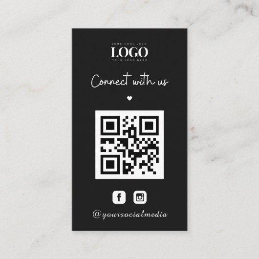 Zwart minimumaantal aangepaste Logo QR-code instag Visitekaartje (Voorkant)