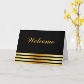 Zwart minimumaantal met Gold Stripes Welkom Kaart (Gele Bloem)