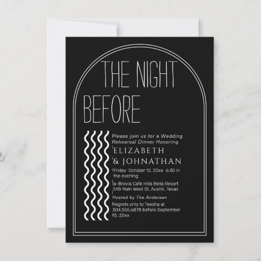 Zwart minimumscript de nacht voor uitnodiging (Voorkant)