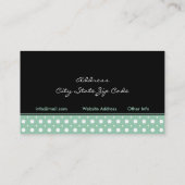 Zwart mintgroen wit polka dot interieurs visitekaartje (Achterkant)
