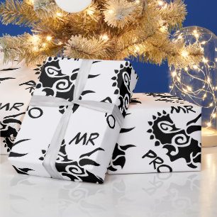 Zwart Mister Pro Triceratops Bekwame Oude Cadeaupapier