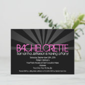 Zwart Mode Lights Bachelorette Party Invitation Kaart (Staand voorkant)