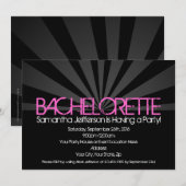Zwart Mode Lights Bachelorette Party Invitation Kaart (Voorkant / Achterkant)