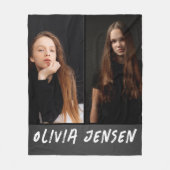Zwart Modern 2 foto naam Fleece Deken (Voorkant)