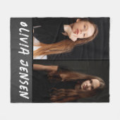 Zwart Modern 2 foto naam Fleece Deken (Voorkant (Horizontaal))