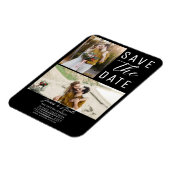 Zwart Modern 2 Foto's Bewaar de datum Bruiloft Magneet (Linkerzijde)