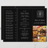 Zwart Modern afhaalmenu | restaurant op maat (Voorkant / Achterkant)