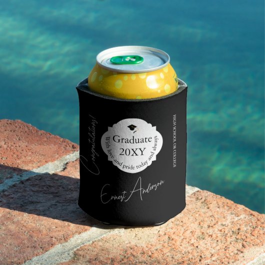 Zwart Modern Afstuderen Gefeliciteerd Afstuderen Blikjeskoeler (Insitu Zwembad)