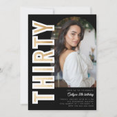 Zwart Modern Arch Foto Dertig 30e Verjaardagsfeest Kaart (Voorkant)