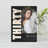 Zwart Modern Arch Foto Dertig 30e Verjaardagsfeest Kaart (Staand voorkant)