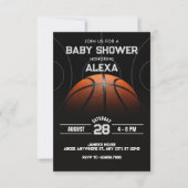 Zwart Modern Basketbal baby shower Kaart (Voorkant)