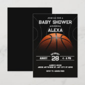 Zwart Modern Basketbal baby shower Kaart (Voorkant / Achterkant)