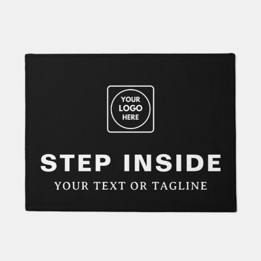 Zwart modern bedrijfslogo deurmat (Voorkant)