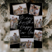 Zwart Modern Boho 8 Photo Collage Kerstmis Feestdagenkaart