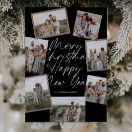 Zwart Modern Boho 8 Photo Collage Kerstmis Feestdagenkaart