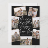 Zwart Modern Boho 8 Photo Collage Kerstmis Feestdagenkaart (Voorkant)