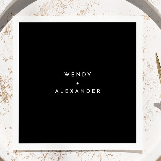 Zwart Modern Bold Bruiloft Servetten