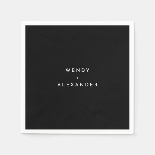 Zwart Modern Bold Bruiloft Servetten (Voorkant)