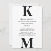 Zwart Modern Bold Monogram Eenvoudige Bruids Brunc Kaart (Voorkant)