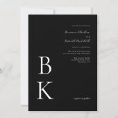 Zwart Modern Bold Monogram Typografie Huwelijk Kaart (Voorkant)