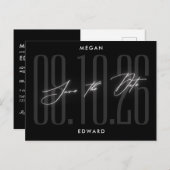 Zwart Modern bruiloft Briefkaart (Voorkant / Achterkant)