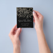 zwart modern budget goud bloemen save the date flyer (Hand)