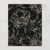 zwart modern budget goud bloemen save the date flyer (Achterkant)