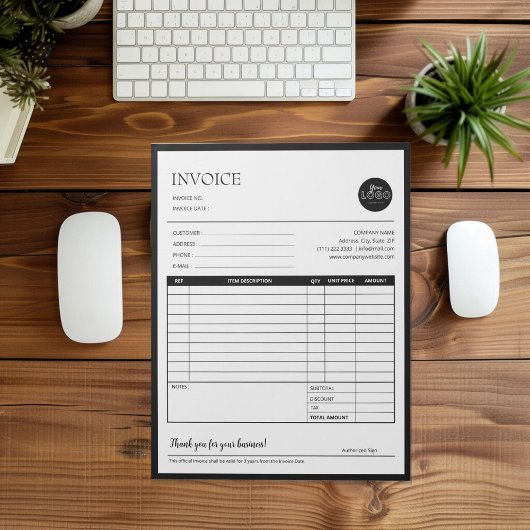 Zwart Modern Business Offerte Factuurformulieren Notitieblok