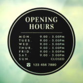 Zwart Modern Business Openingstijden Raamsticker (Vel 3)