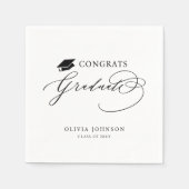 Zwart Modern Calligrafie Congrats Afstuderen Servet (Voorkant)