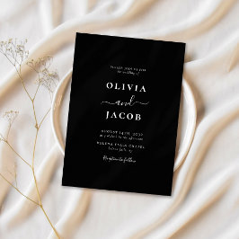 Zwart Modern Calligrafie Script Elegant Wedding Kaart