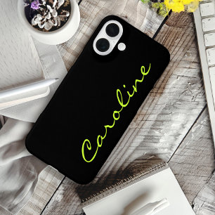Zwart Modern Casual Monogram Gepersonaliseerd iPhone 16 Plus Hoesje