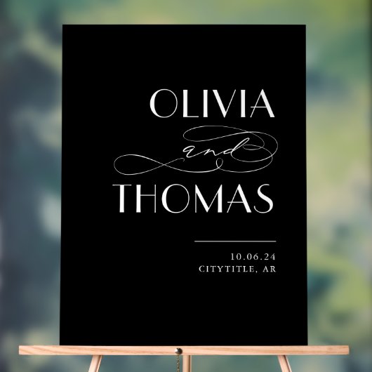 Zwart Modern Chique Bruiloft Welkom Acryl Bord (Neutraal)