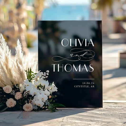 Zwart Modern Chique Bruiloft Welkom Acryl Bord