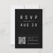 Zwart Modern Chique Eenvoudige Typografie QR-code RSVP Kaartje (Voorkant)