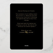 Zwart Modern Chique Minimale Foto Bruiloft Dank u Folie Uitnodiging (Achterkant)