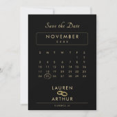 Zwart Modern Chique Minimale Foto Bruiloft Save The Date (Voorkant)
